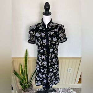 Vintage Evan-Picone 100% Silk Cheongsam-Style Floral Dress | Size 4